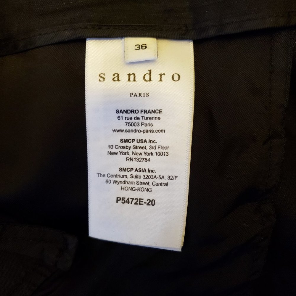 Sandro Pleated High Waisted Tapered Leg Cropped Paperbag Pants - Picture 7 of 8